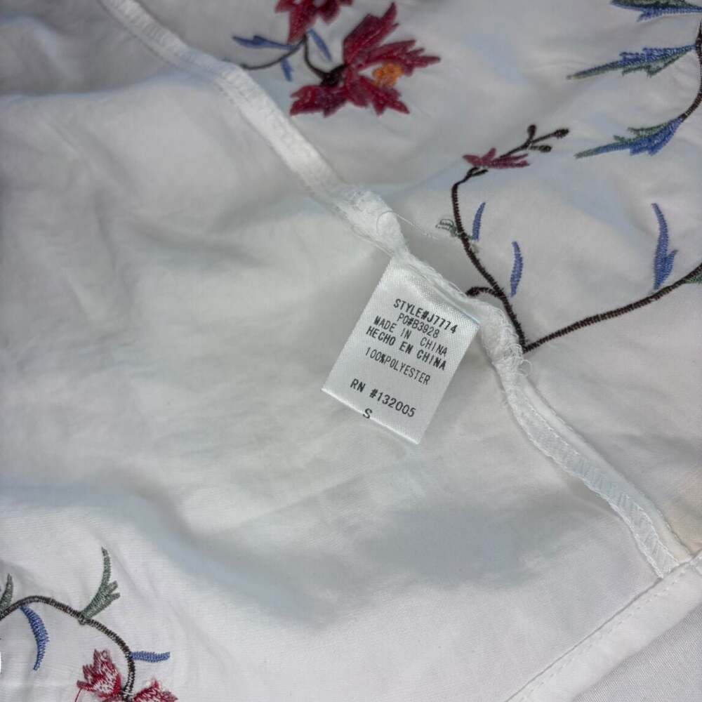 Entro White Floral Embroidered Velvet Trim Kimono Cardigan S - Picture 5 of 7